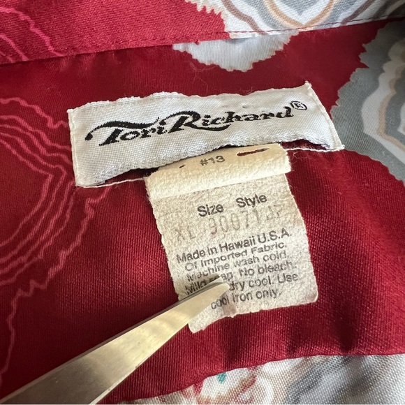 Vintage Hawaiian shirt Tori Richard Asian Geometric Print Polyester XL - Picture 7 of 7